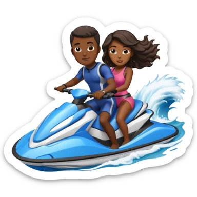 black man with a black woman on a jet ski sticker