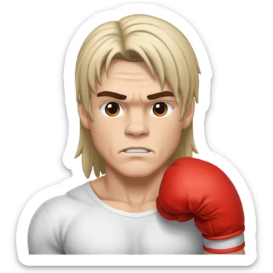 White  boxer with a long mullet haircut sticker