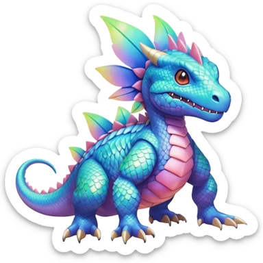  Cool Divine Cute Vibrant Pastel Bright Colorful Iridescent Modern Digimon-Druddigon-Fakemon-Reptile full body sticker