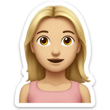 Fille avec le visage dans le pli du coude, tout en pointant le ciel dans la direction opposée avec les deux bras parallèles. sticker