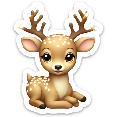 Beige asthetic Christmas Baby deer with lights sticker