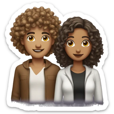 Mixed curly hair girl with arabian boyfriend  sticker