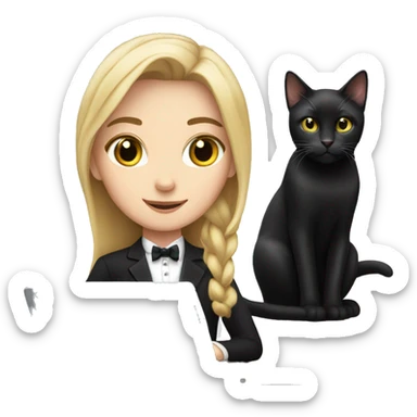 White Girl with a black tuxedo cat and a laptop sticker