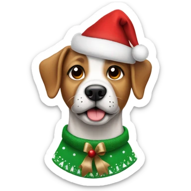 Dog wearing Christmas clothes sticker