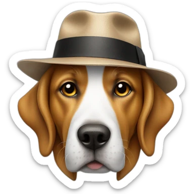 Dog with a hat and sigaret sticker