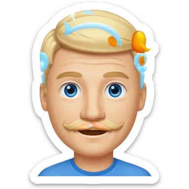 guy with blond hair, mustache, and blue eyes sticker