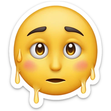 Emoji with sad eyebrows a tear on one eye and smiling  sticker