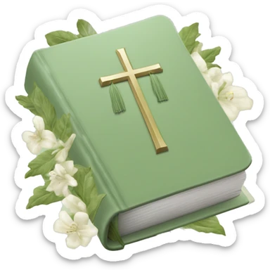 Open Light Sage green holy Bible with a light coloured gardens coming from the sides of the Bible  sticker