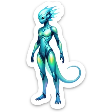 Futuristic Ethereal Iridescent Bioluminescent Translucent Illuminated Transparent Modern Fakémon-creature-hybrid Full Body sticker
