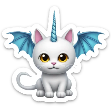 Cat with unicorn horn and dragon wings sticker