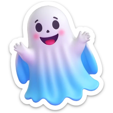 three-dimensional and cute ghost character 3D emoji style sticker