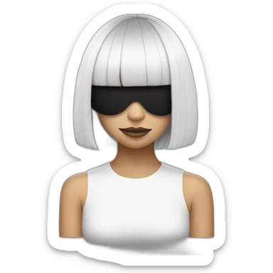 Sia with a black and white wig covering her eyes sticker