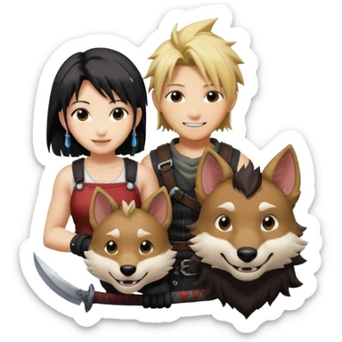 Cloud & Tifa FF7 character emoji - with fenrir blade  sticker
