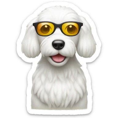 Vit Pudel med solglasögon  sticker