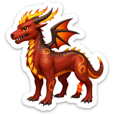 Copper-Bronze Molten-Lava Glow-Cracked Fiery-Runed Draconic Houndoom-Garchomp-hybrid-creature (full body) sticker