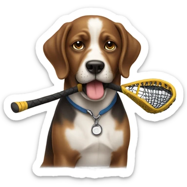 Dog with a lacrosse stick sticker
