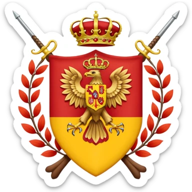 Bandera de españa actual con un águila marrón en el escudo sticker