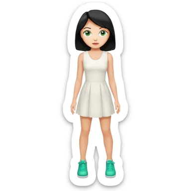 King, black hair, body, legst, blue eyes, shoes, woman blonde hair, green eyes, sexy white short sleveless dress, shoes sticker