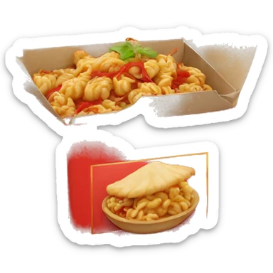 Chinese food in a red box sticker