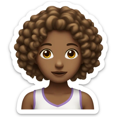 Brown curly hair girl with brown eyes sticker