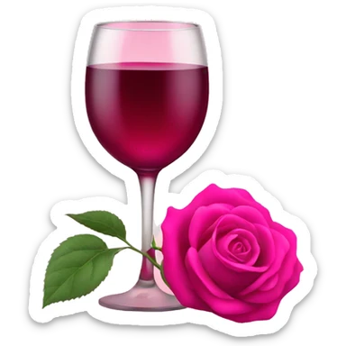 Pink rose and wine sticker