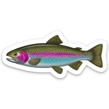 realistic rainbow trout fish bright purple blue green yellow white with black speckles sticker