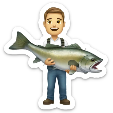 Angler holding big fish saying awesome  sticker