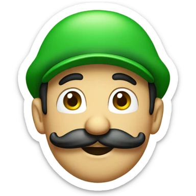 Super Mario bros emoji Luigi green hat only head black mustache sticker
