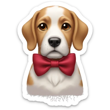 A dog with a burgundi red bow sticker