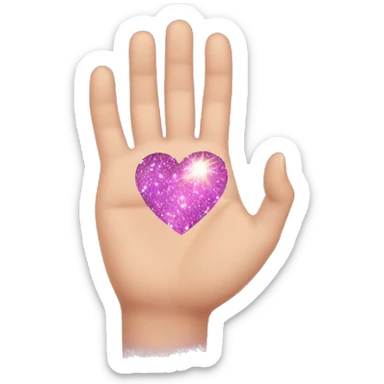hand heart with sparkle sticker