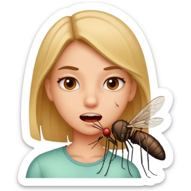 Mosquito that bites a human on the girl face sticker