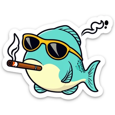 Fish smoking a blunt with sunglasses  sticker