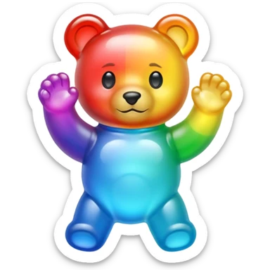 Rainbow Gummybear holding a discord server boost icon sticker