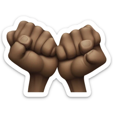 Apes lifting their hands above their heads and making a fist and the two fist is sticking to each other  sticker