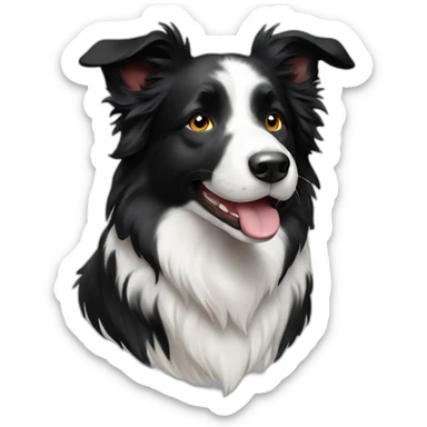 happy black and white border collie sticker