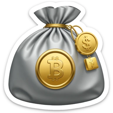 round play button and a bag of money sticker