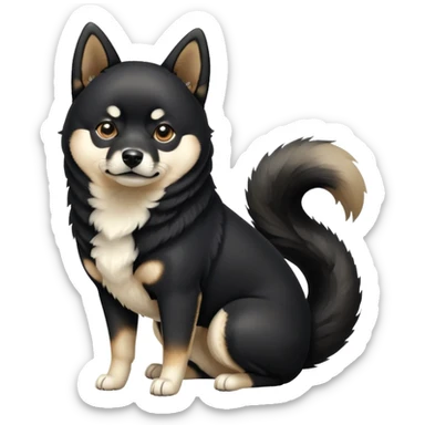 black Shiba Inu dog with pointed ears and curled tail sticker