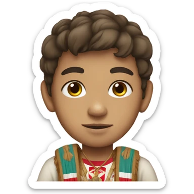 Peruvian boy wearing a Peruvian flag, white skin sticker