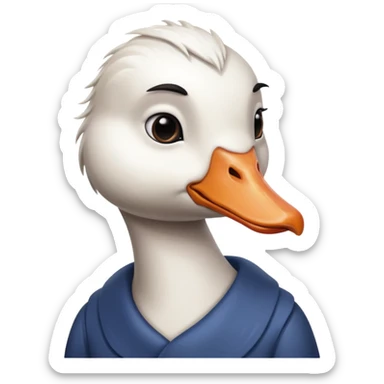goose portrait with emo bangs sticker