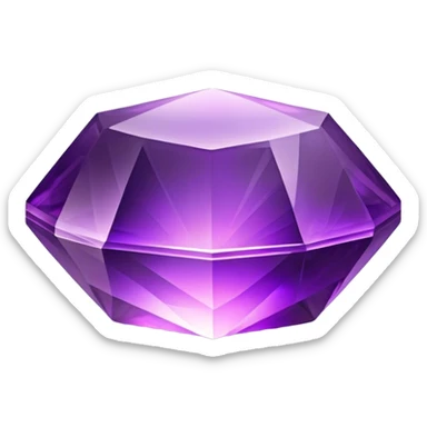 Cinematic Realistic Amethyst Emoji, Rich and soothing, with smooth, polished purple facets catching the light and casting soft, calming reflections. The deep violet hue seems to glow with an ethereal light, radiating peaceful energy and elegance. Soft glowing outline, capturing the essence of tranquility and mystery in a stunning amethyst. sticker