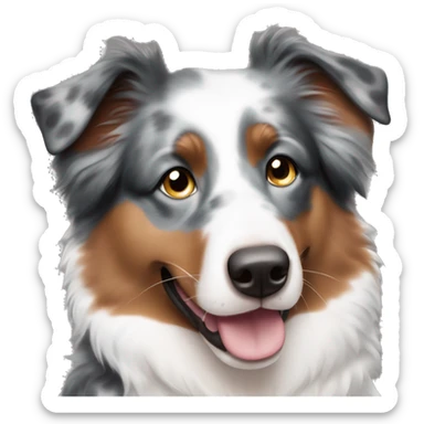 tri color australian shepherd with blue eyes and freckles on snout sticker