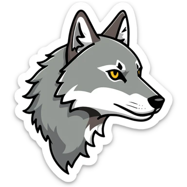 wolf head in profile view, side view of wolf face sticker