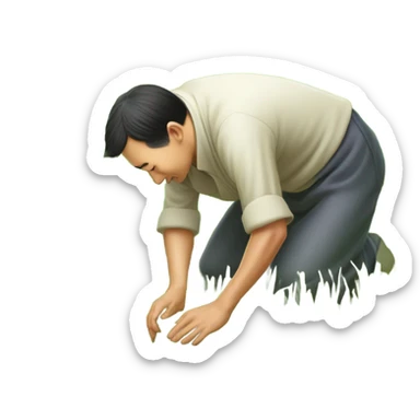 Chinese worker in rice field sticker