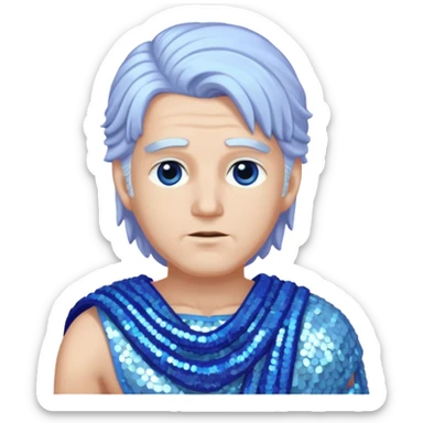 Uranus Sky God with long white hair, periwinkle sequin toga sticker