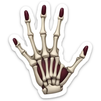 skeleton hand with long maroon nails sticker
