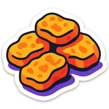 chicken nuggets, colorful and bold vibrant toon style sticker