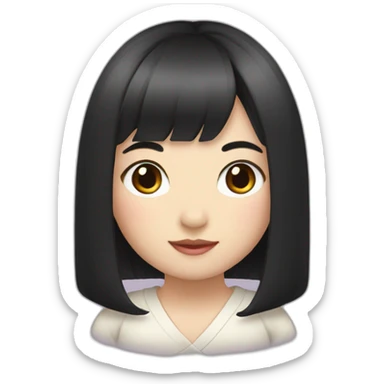 Japanese girl with black hair and bang sticker