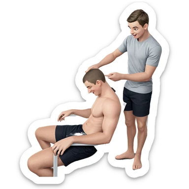 boys hanging out indoors sticker