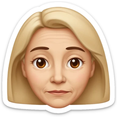 woman emoji with facial sagging, neutral expression, loose skin on cheeks and jawline sticker