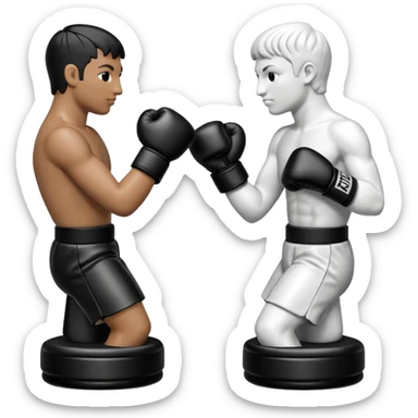 Chess pieces boxing, holding guard and jabbing sticker